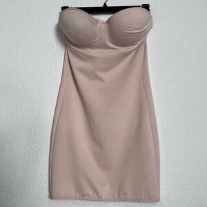 Flexees Nude Beige Strapless Shapewear Stretch Slip Dress Padded Bra Size 34C